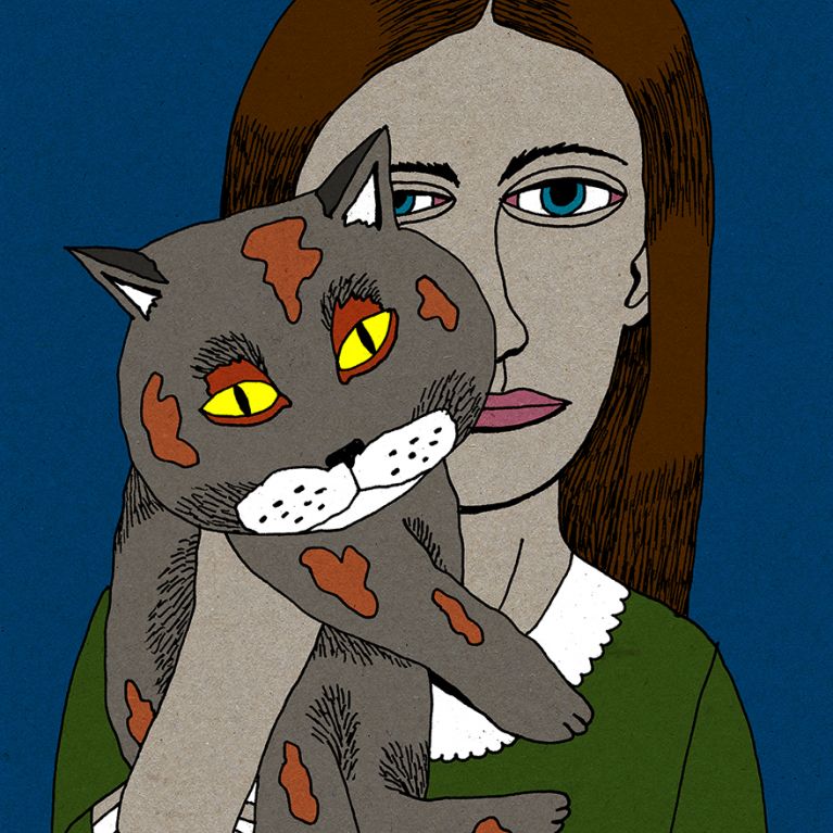woman with cat